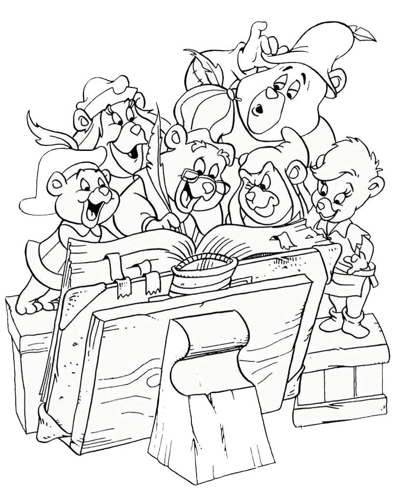 Coloring book family of gummy bears with a book